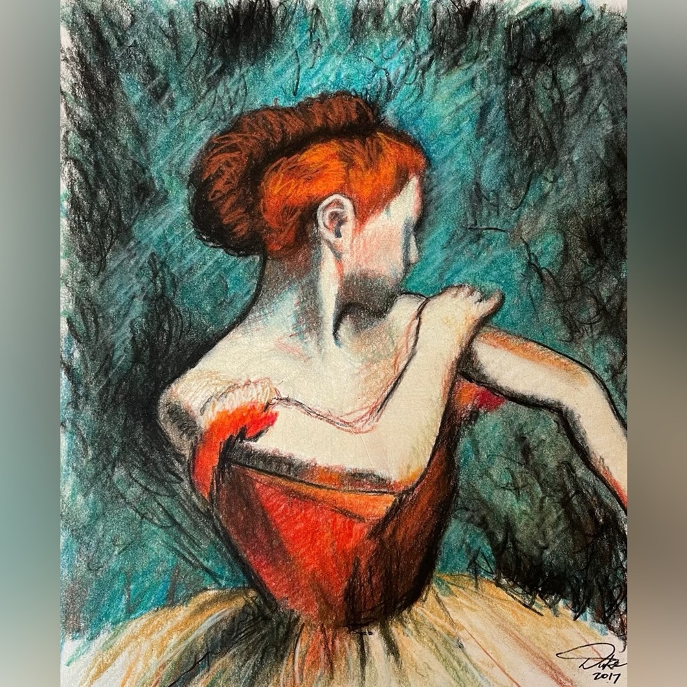 Original Artwork - pastel drawing of a ballerina on paper.